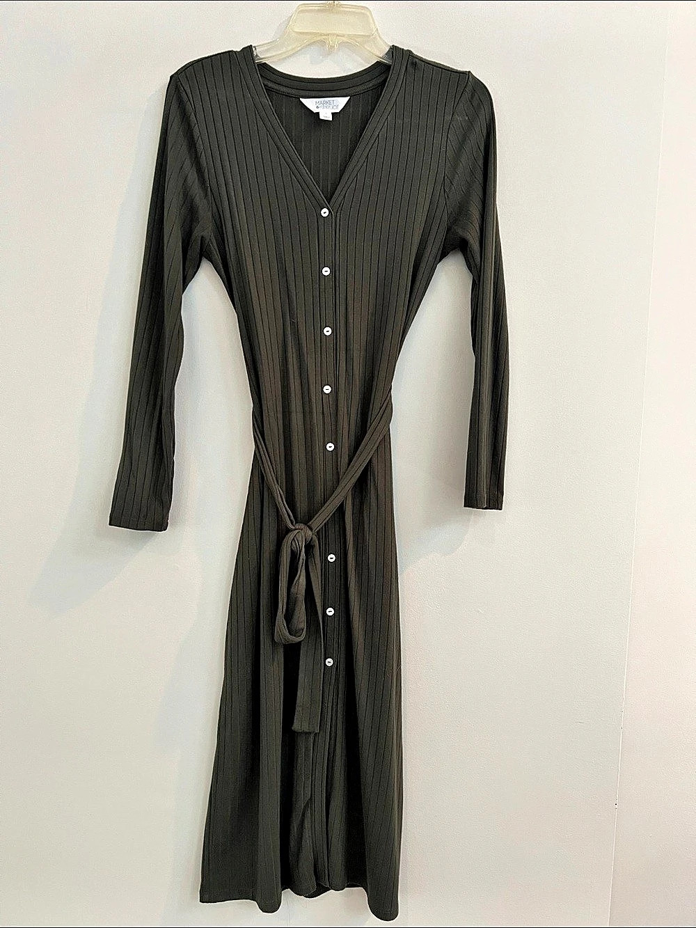 Market & Spruce Ribbed Button Front Maxi Dress Size Small Like New